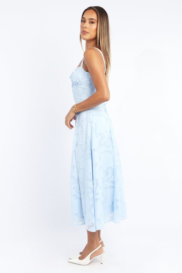 Blue Midi Dress Burn Out - Image 3