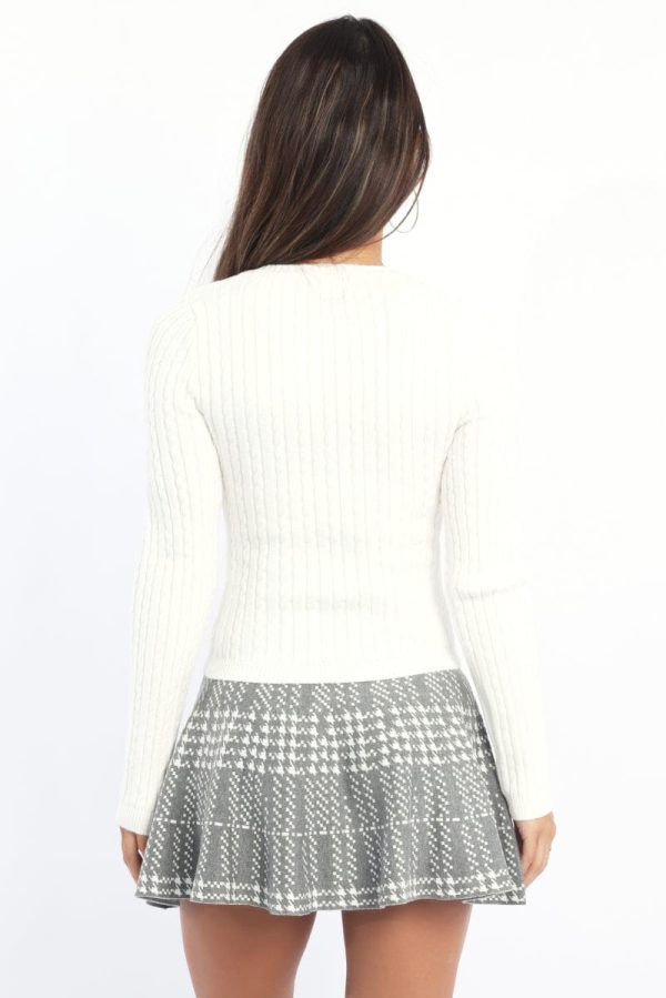 White Cable Knit Top Long Sleeve - Image 4